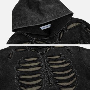 distressed skeleton hoodie edgy & youthful streetwear 7808