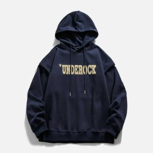 dual layer 'underock' hoodie trendy fake two design 2161