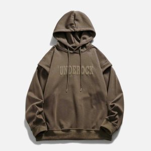 dual layer 'underock' hoodie trendy fake two design 3551