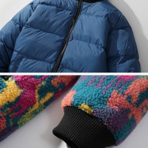dual sided tie dye winter coat youthful & versatile design 3666