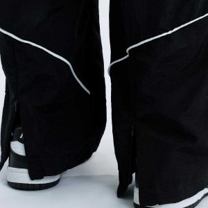 dynamic contrast topstitched baggy pants   urban trend 2415