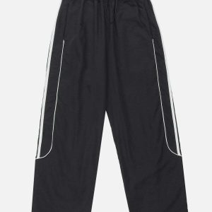 dynamic contrast topstitched baggy pants   urban trend 3083