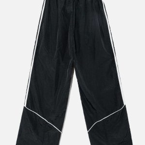 dynamic contrast topstitched baggy pants   urban trend 4649