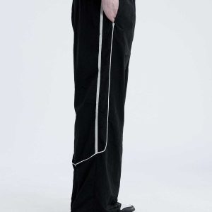 dynamic contrast topstitched baggy pants   urban trend 7061