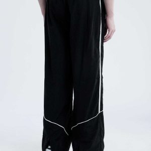 dynamic contrast topstitched baggy pants   urban trend 7543