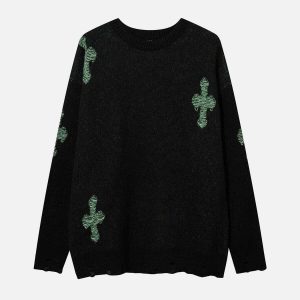 dynamic cross contrast jacquard sweater urban appeal 2086