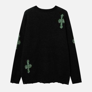 dynamic cross contrast jacquard sweater urban appeal 4803