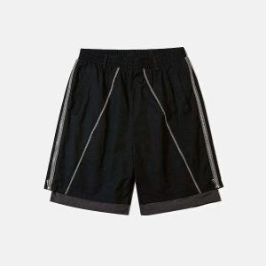 dynamic double layer zip shorts   urban & youthful style 1846