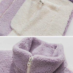 dynamic drawstring patchwork sherpa coat youthful appeal 5197