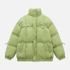 dynamic drawstring winter coat simple & youthful print 2853