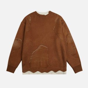 dynamic fake two sweater breakage design & urban appeal 2978
