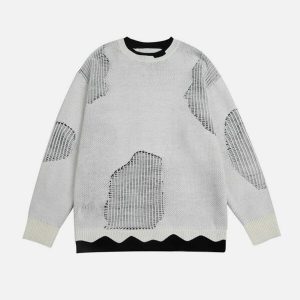 dynamic fake two sweater breakage design & urban appeal 5092