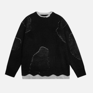 dynamic fake two sweater breakage design & urban appeal 6628