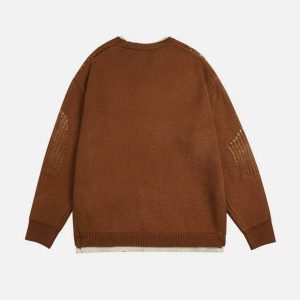 dynamic fake two sweater breakage design & urban appeal 7924