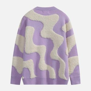 dynamic flocking wave spliced sweater   urban & chic 2720