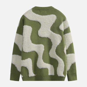 dynamic flocking wave spliced sweater   urban & chic 8967