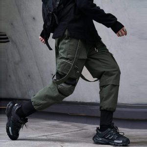 dynamic function button cargo pants with ribbons & pockets 1275