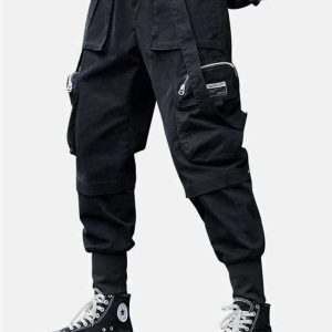 dynamic function button cargo pants with ribbons & pockets 8213