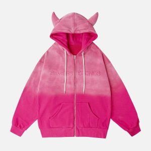 dynamic gradient embossed hoodie zipper detail 3607