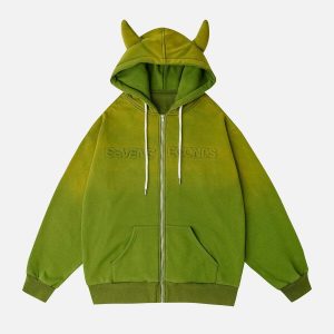 dynamic gradient embossed hoodie zipper detail 3672