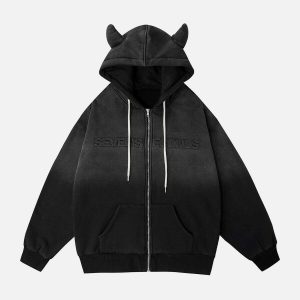 dynamic gradient embossed hoodie zipper detail 4481