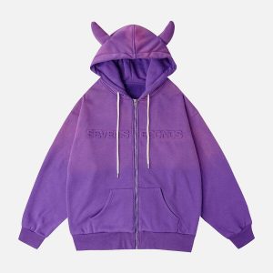 dynamic gradient embossed hoodie zipper detail 7555