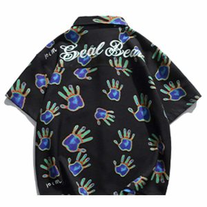 dynamic gradient hands print shirt youthful short sleeve 5709