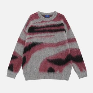 dynamic irregular color block sweater   y2k street chic 5827