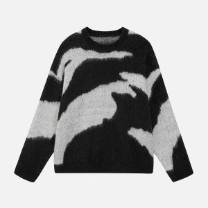 dynamic irregular colorblock sweater youthful streetwear 3218