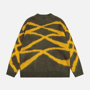 dynamic irregular striped sweater   youthful urban appeal 6843