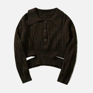 dynamic jacquard sweater with irregular hem urban chic 1724