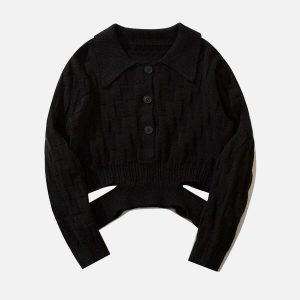 dynamic jacquard sweater with irregular hem urban chic 3948