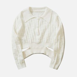 dynamic jacquard sweater with irregular hem urban chic 4300