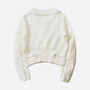 dynamic jacquard sweater with irregular hem urban chic 6433