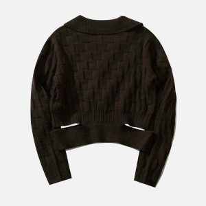 dynamic jacquard sweater with irregular hem urban chic 7522