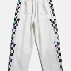 dynamic lattice stitched sweatpants   streetwear essential 4769