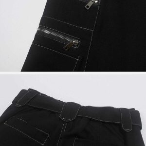 dynamic line zip design pants   sleek & youthful streetwear 6295