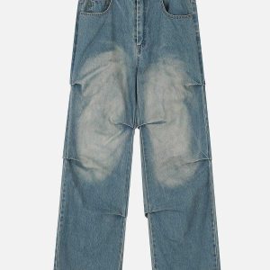 dynamic multiple wrinkle jeans   youthful urban trend 5094