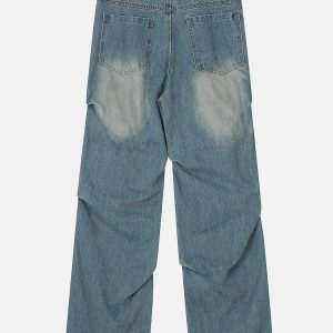 dynamic multiple wrinkle jeans   youthful urban trend 8377