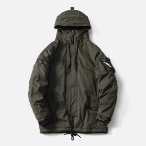 dynamic patchwork drawstring coat winter streetwear icon 6770