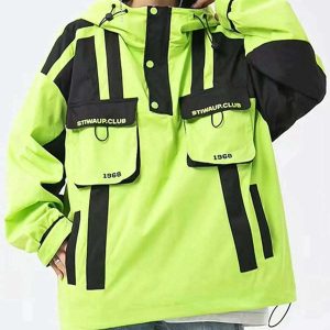 dynamic patchwork pocket anorak outdoor chic 1268
