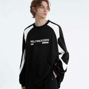 dynamic patchwork sweatshirt racing streetwear appeal 8426