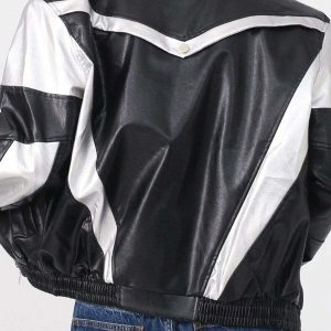 dynamic racing contrast leather jacket urban & iconic style 5997