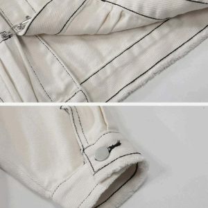 dynamic raw edge denim jacket line design & urban appeal 6863
