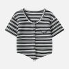 dynamic rubber stamp stripe tee   youthful urban style 4438