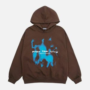 dynamic shadow print hoodie   urban & youthful style 3142