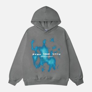 dynamic shadow print hoodie   urban & youthful style 4858