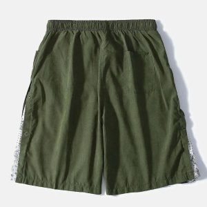 dynamic spliced button shorts with drawstring urban appeal 4350