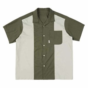 dynamic spliced leisure shirts short sleeve & youthful 5837