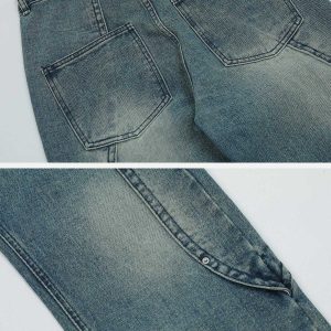 dynamic spliced waterwash jeans   youthful streetwear icon 8972
